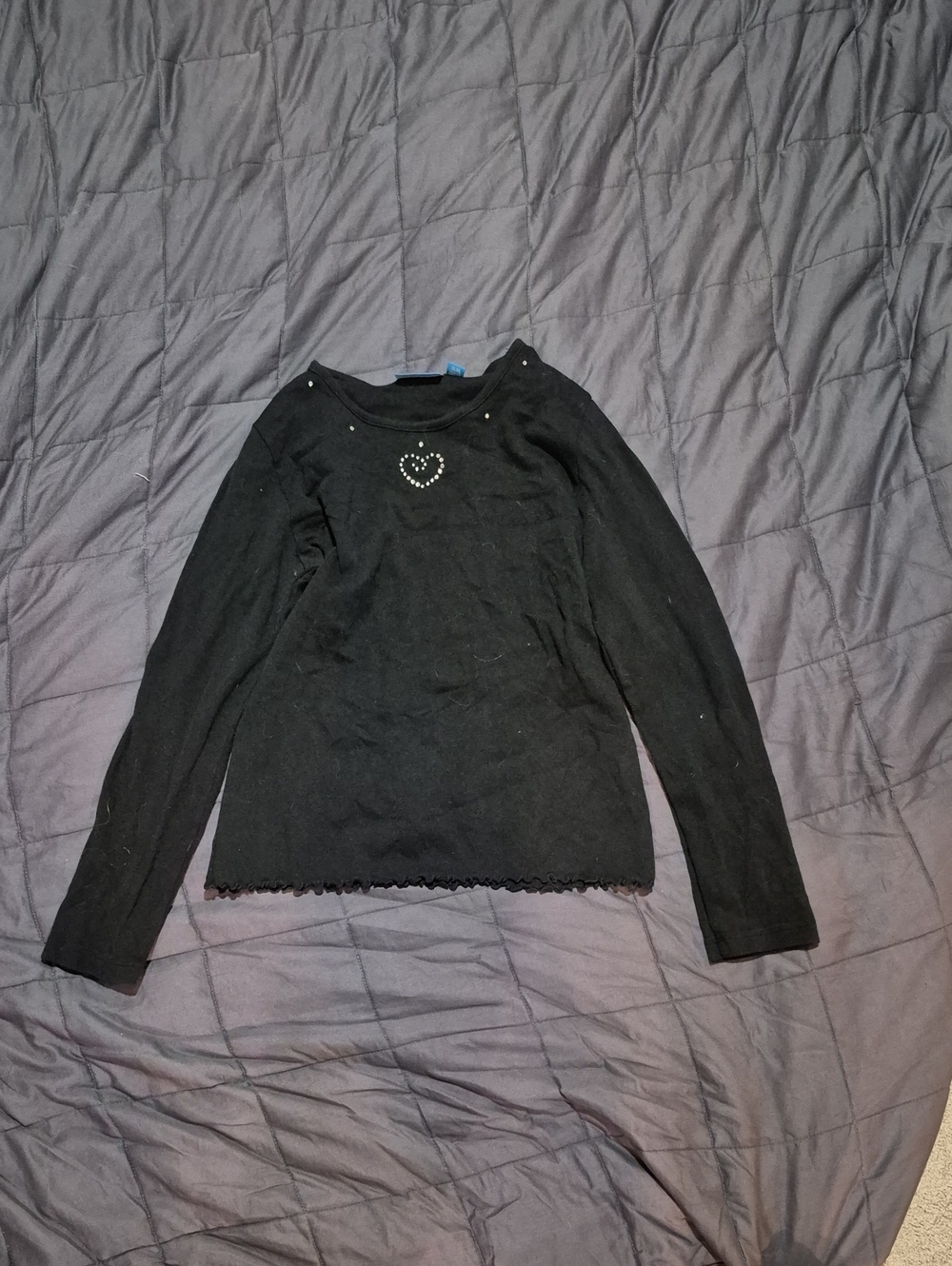 The Children's Place Black Long Sleeve Tee with Rhinestone Heart